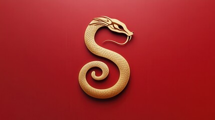 Chinese New Year 2025 sign featuring sleek typography and a gold snake emblem set against a red gradient background.