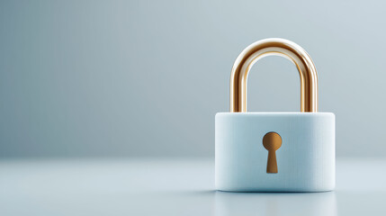 Fototapeta premium A sleek, metallic lock stands on a minimalist surface, embodying security and modern design.