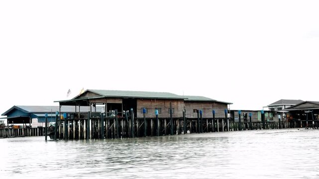 Klang Malaysia Ketam crab island. Fishing village on stilts in mandra forests