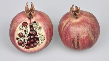 Juicy Pomegranate  Halved Fruit  Seeds  Red  Healthy  Food Photography