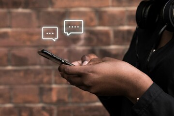 Sporty woman holding her phone