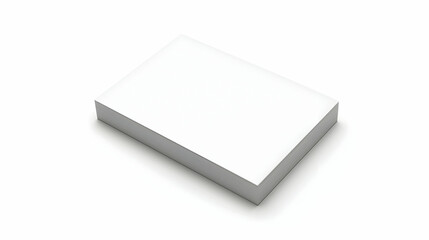 Blank white rectangular box mockup, isolated on white background, for design presentation, clean studio shot.