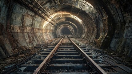 Abandoned railway tunnel interior slung derelict forsaken outcast