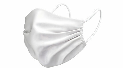 White fabric face mask, isolated on white background.