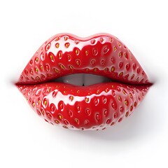 Strawberry lips isolated on white background