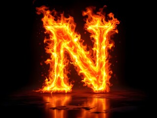 Fiery Letter N: A Dramatic, Flaming Alphabet Design