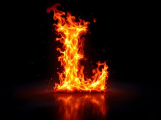 Fiery Letter L: A Dramatic, Flaming Alphabet Design