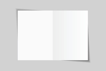 Vector white realistic blank paper page with shadow isolated on background. A4 size sheet paper note mock up template for flyer, cover, magazine, newspaper, brochure and documents presentation.
