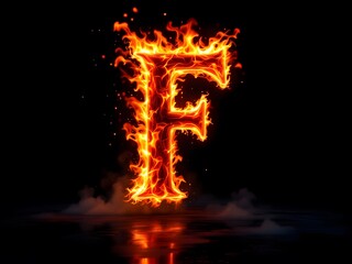 Fiery Letter F: A Dramatic, Flaming Typography Design