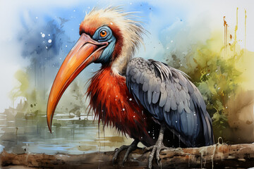 Fototapeta premium pelican, watercolor, Generative AI