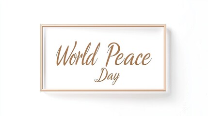 A decorative frame featuring the text "World Peace Day" in elegant script.