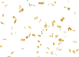 Gold and white confetti scattered on a white background. Festive confetti creates a celebratory...