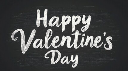 Happy Valentines Day Chalkboard Text Design Festive Romantic Greeting Card.