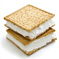Fototapeta premium Delicious ice cream sandwich made with crispy wafers and creamy filling, perfect summer treat and dessert for all ages