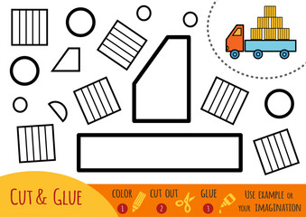 Education paper game for kids, Lorry. Use scissors and glue to create the image.