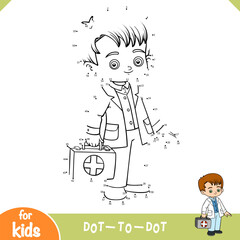 Numbers game, education dot to dot game for kids, Emergency doctor with a first aid bag
