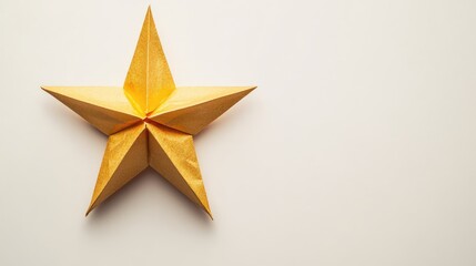 Obraz premium A beautiful origami star in gold, placed centrally on a neutral background, leaving space for a custom text.