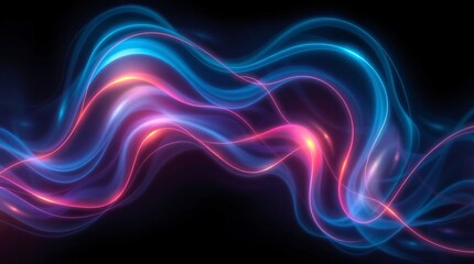 Fototapeta premium Vivid and dynamic abstract waves of neon light displaying vibrant glowing tones over a dark backdrop