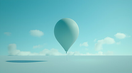 Fototapeta premium Pastel Balloon Floating Above a Cloud-Filled Sky.
