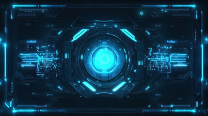 Obraz premium Glowing blue cyber technology background for interfaces.