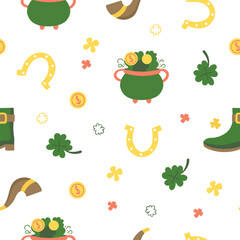 WebSt. Patrick's Day set of elements. Vector illustration of set of elements in green color.