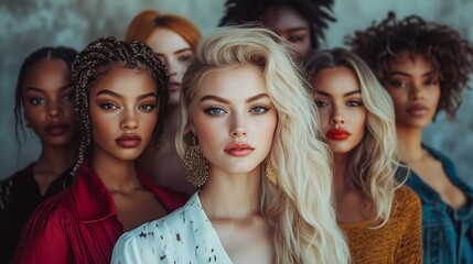 Fototapeta premium Portrait of Diverse Women Celebrating Natural Beauty and Radiant Skin
