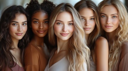 Fototapeta premium Portrait of Diverse Women Celebrating Natural Beauty and Radiant Skin