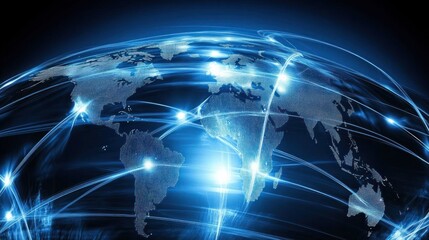 Naklejka premium Interconnected lines forming a global communication symbol.