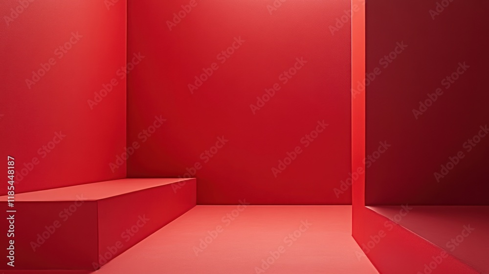Poster minimalist red background with subtle patterns.