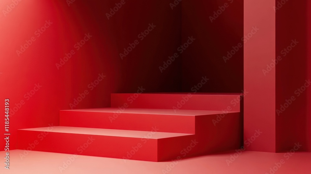 Poster minimalist red background with subtle patterns.