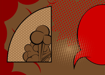 Cartoon red and brown classic comic book background. Retro vector comics pop art design.