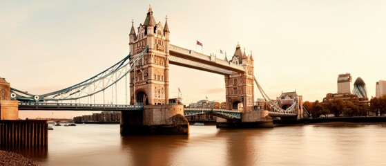 Naklejka premium Iconic London Tower Bridge Sunrise River Thames UK Cityscape