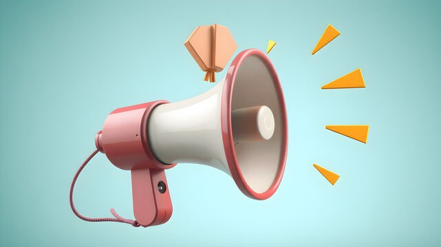 a yellow and blue megaphone on a blue background with a yellow handle and a yellow top on a yellow base, Dennis Ashbaugh, new objectivity, redshift render, an ambient occlusion render