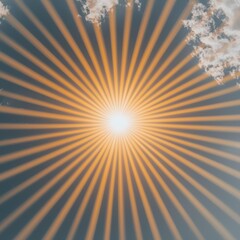 Obraz premium Bright Sunburst Golden Rays Summer Sky Energy Light Background Texture