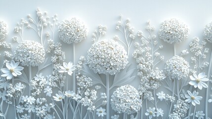 White Floral 3D Wallpaper: Elegant Botanical Garden Design for Walls, Home Decor, and Interior Design
