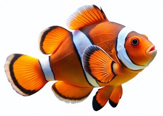 Vibrant Clownfish Isolated on Pure White Background - Perfect for Aquariums, Ocean Life, and Marine Designs