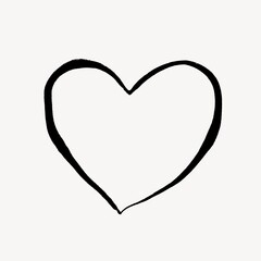 Heart doodle clipart, drawing illustration, black and white design