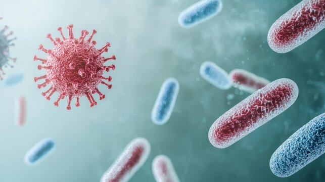 Microscopic Virus  Bacteria  Cells  Medical Research Image
