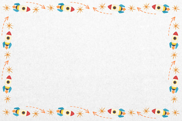 Space rocket pattern frame background, cute galaxy illustration