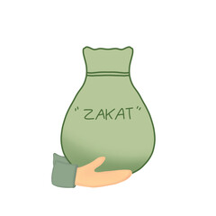 Illustration of giving zakat on ramadan month