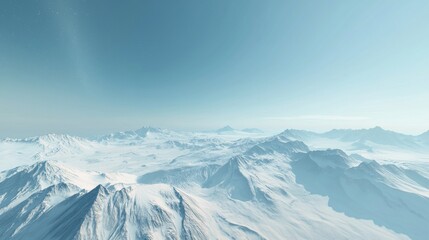 Obraz premium Serene Winter Landscape Expansive Snow Covered Mountains and Clear Sky