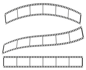 立体的な6枚繋がった黒いネガフィルムの変形素材