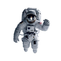 Astronaut floating weightlessly in a realistic spacesuit isolated on transparent background