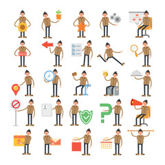 people characters in different poses illustration set