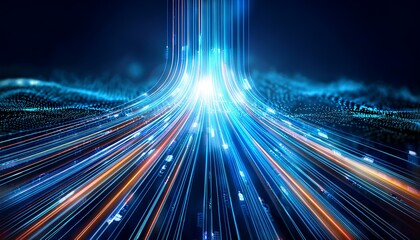 Luminous cable that transfers data with the dark background.