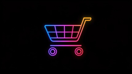 A vibrant minimalistic outline logo featuring a shopping cart 
