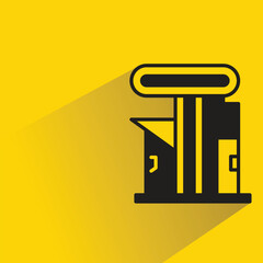 modern style building icon with shadow on yellow background