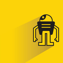 robot character with shadow on yellow background