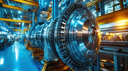 Industrial Turbine Close-up in a Factory Setting