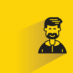 beard man avatar on yellow background